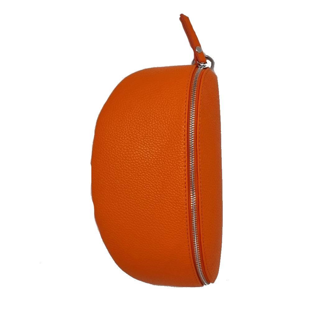 Cross-Over Body Bag in Leder - orange