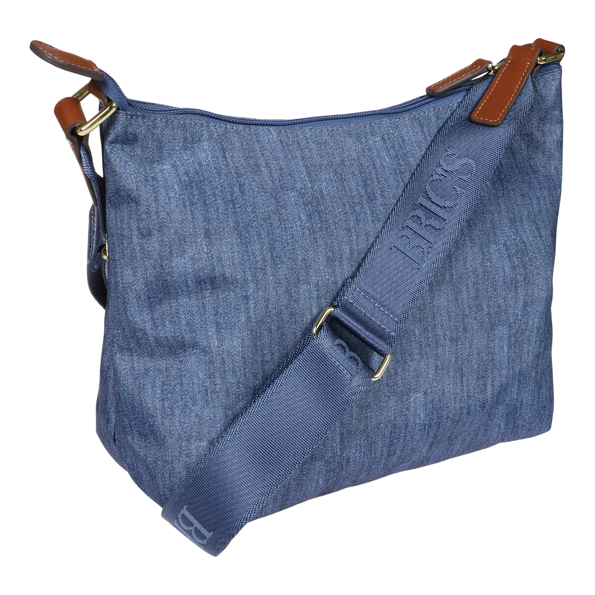 Stilvolle Umhängetasche aus blauem Jeansstoff mit verstellbarem Schultergurt und Lederdetails