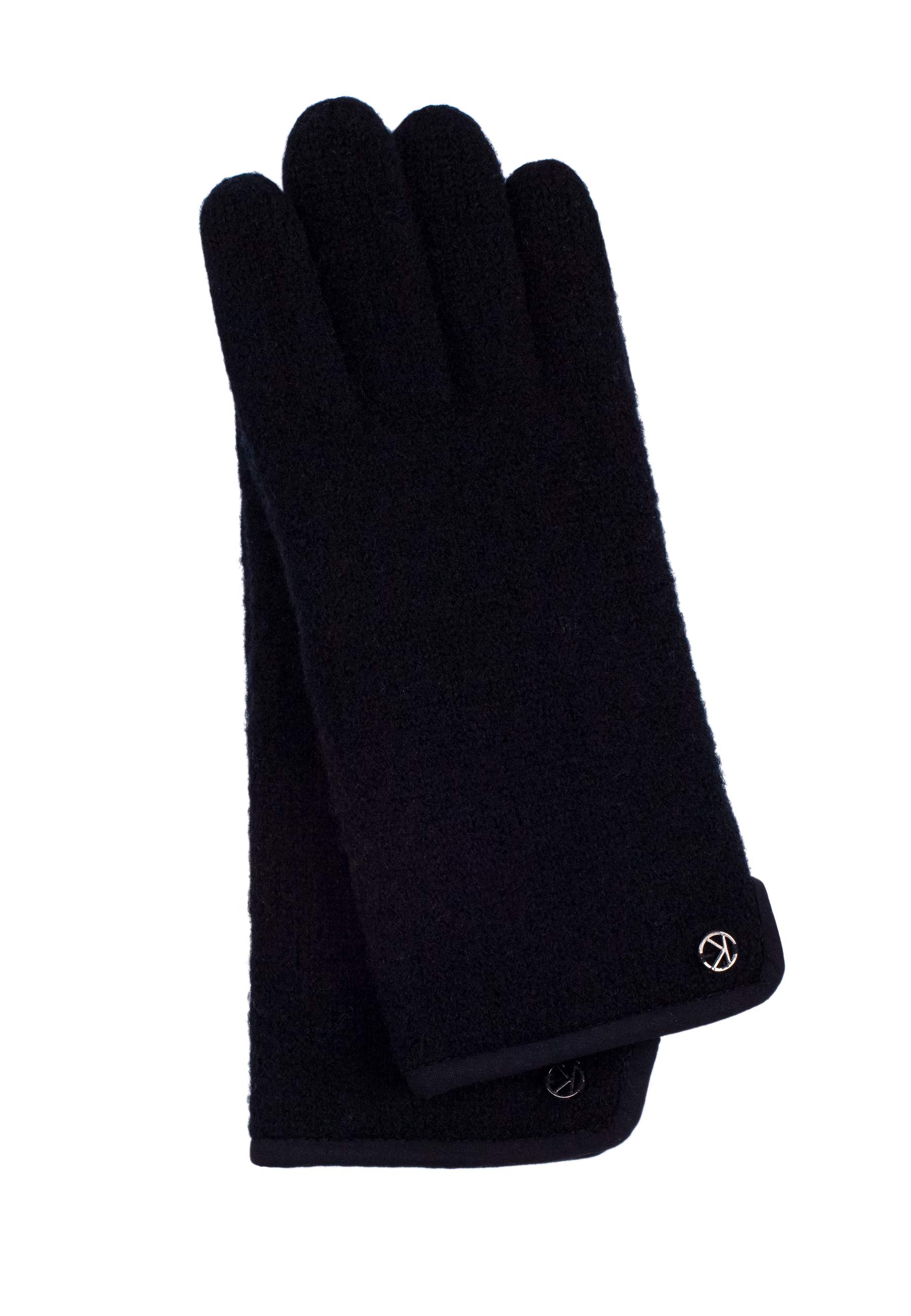 Ein Paar schwarze Damenhandschuhe mit dezenter Verzierung