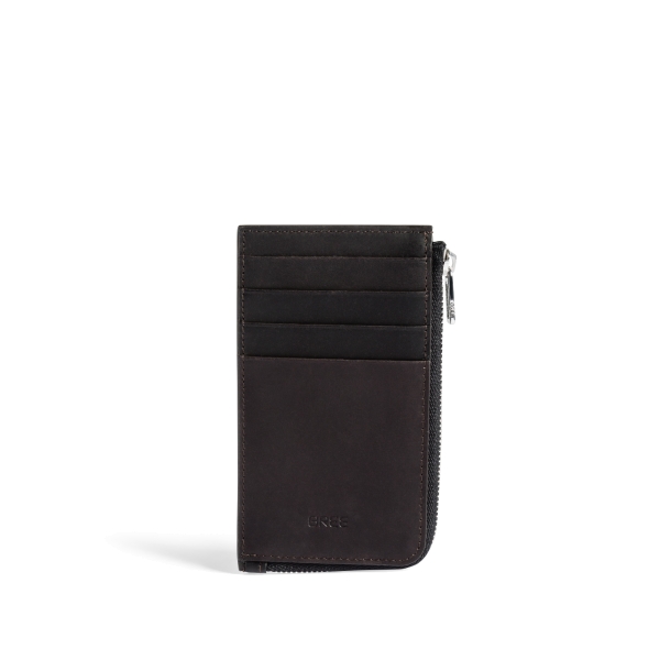 Bree Oxford SLG 140, dark brown - Kartenetui mit Reißverschlussfach RFID